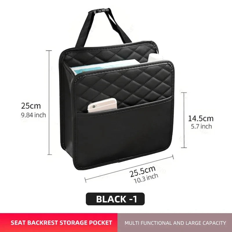 SeatSaver Bag™ – Leather Car Storage Organizer