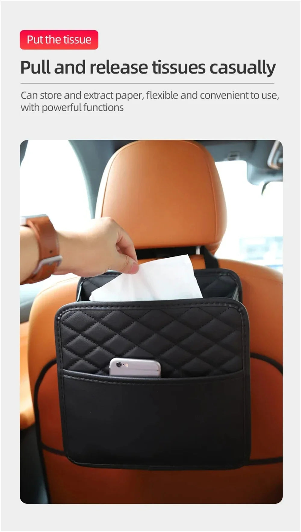 SeatSaver Bag™ – Leather Car Storage Organizer
