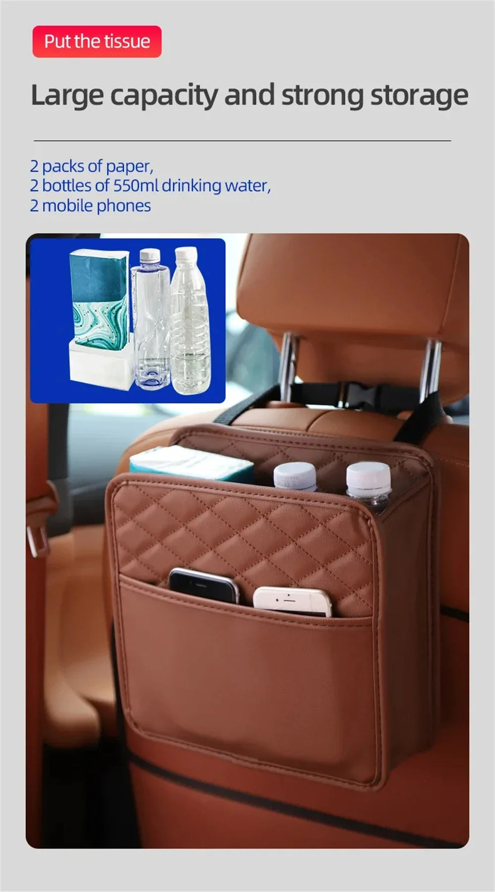 SeatSaver Bag™ – Leather Car Storage Organizer