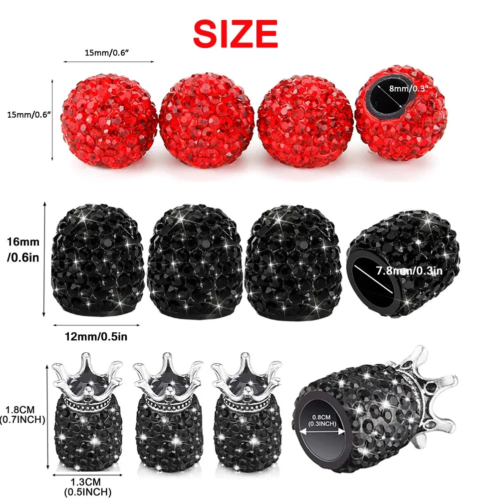 Crystal Tire Caps™ – 4pc Bling Set
