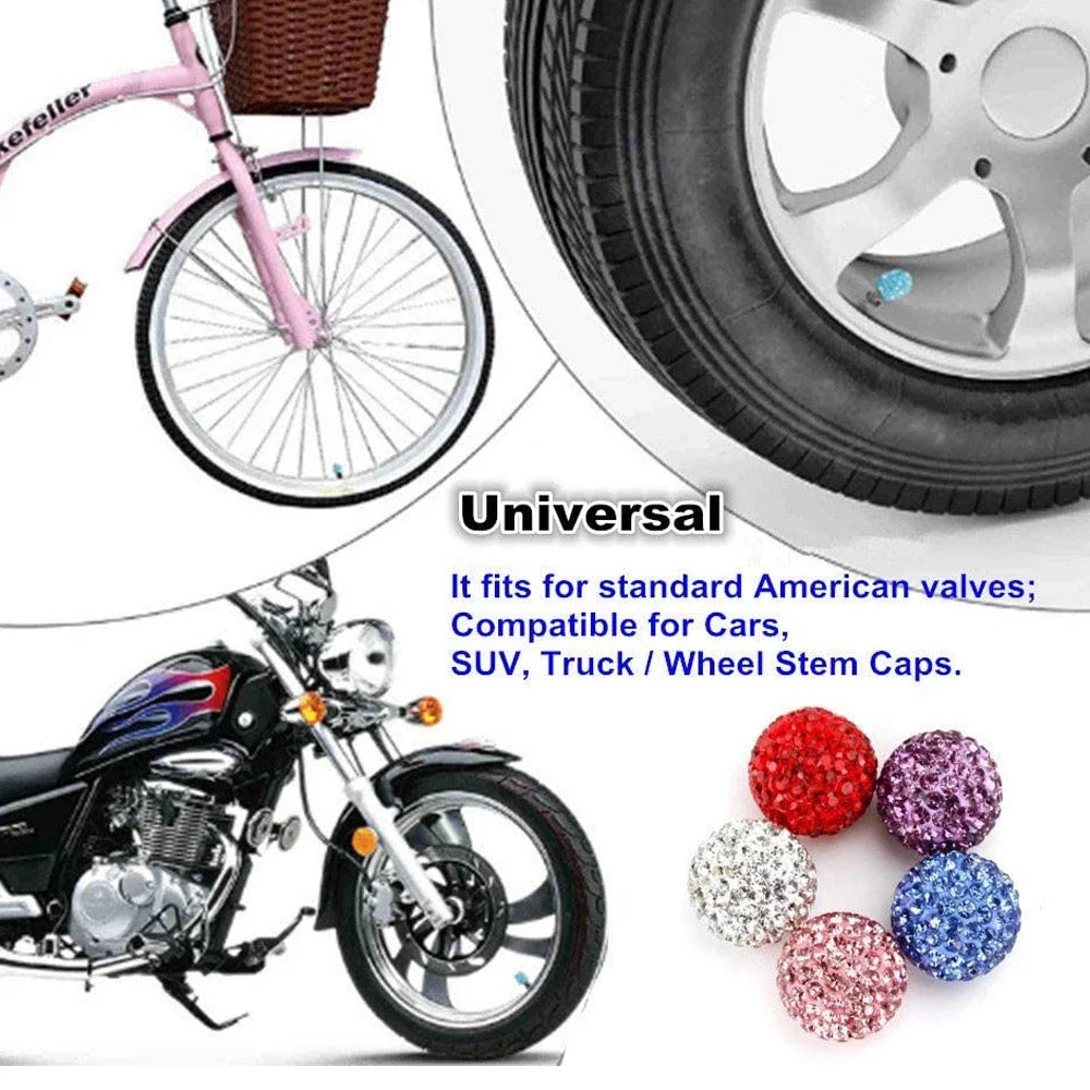 Crystal Tire Caps™ – 4pc Bling Set