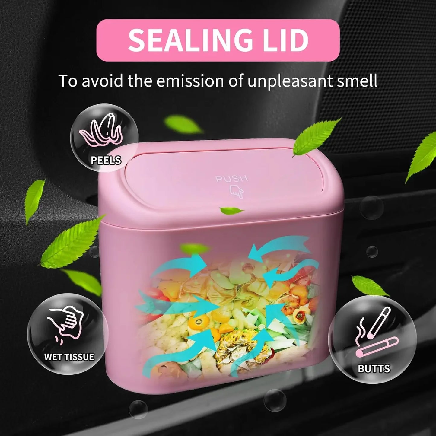 CleanRide™ Push-Lid Car Bin