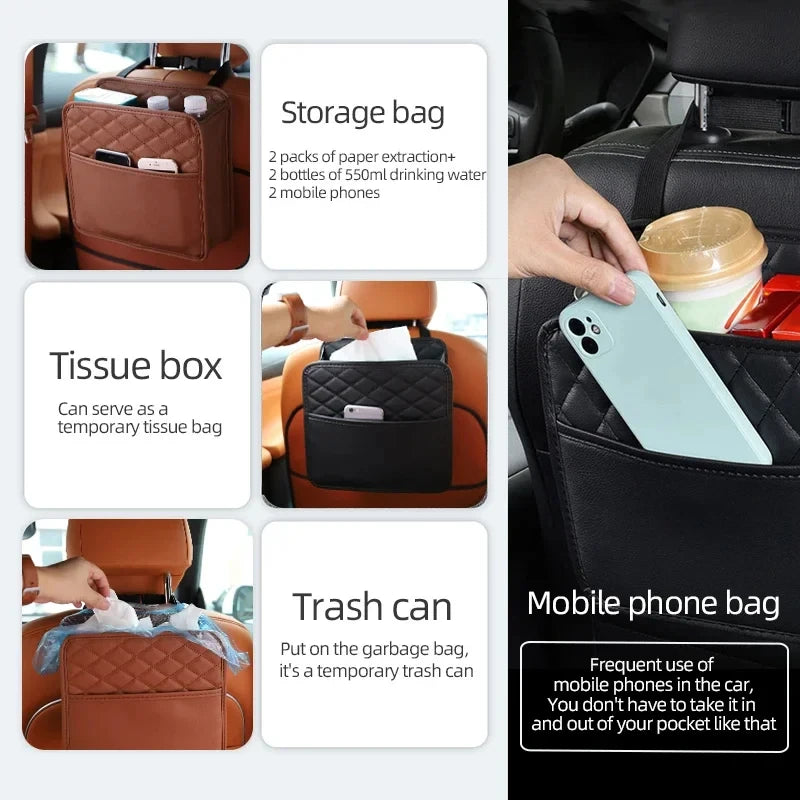 SeatSaver Bag™ – Leather Car Storage Organizer